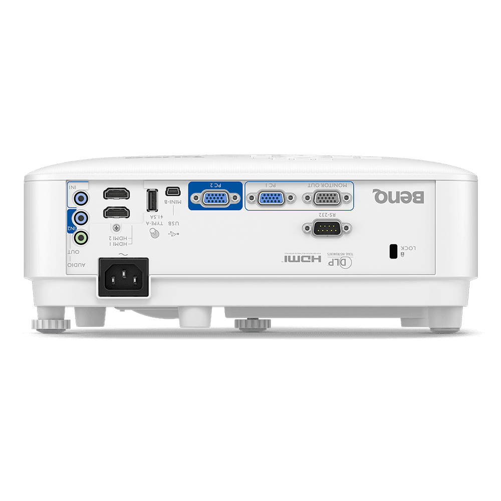 BenQ MX808STH projector, rear connections panel