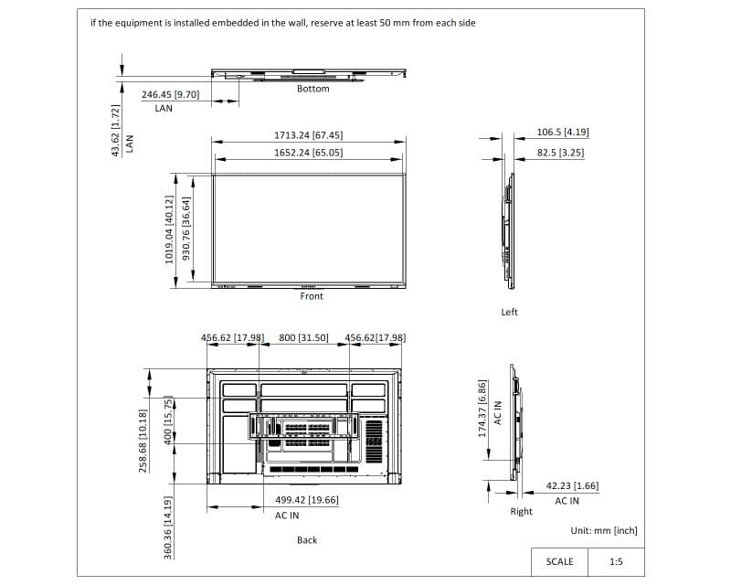 Hikvision DS-D5C75RB/A dimensions diagram 2