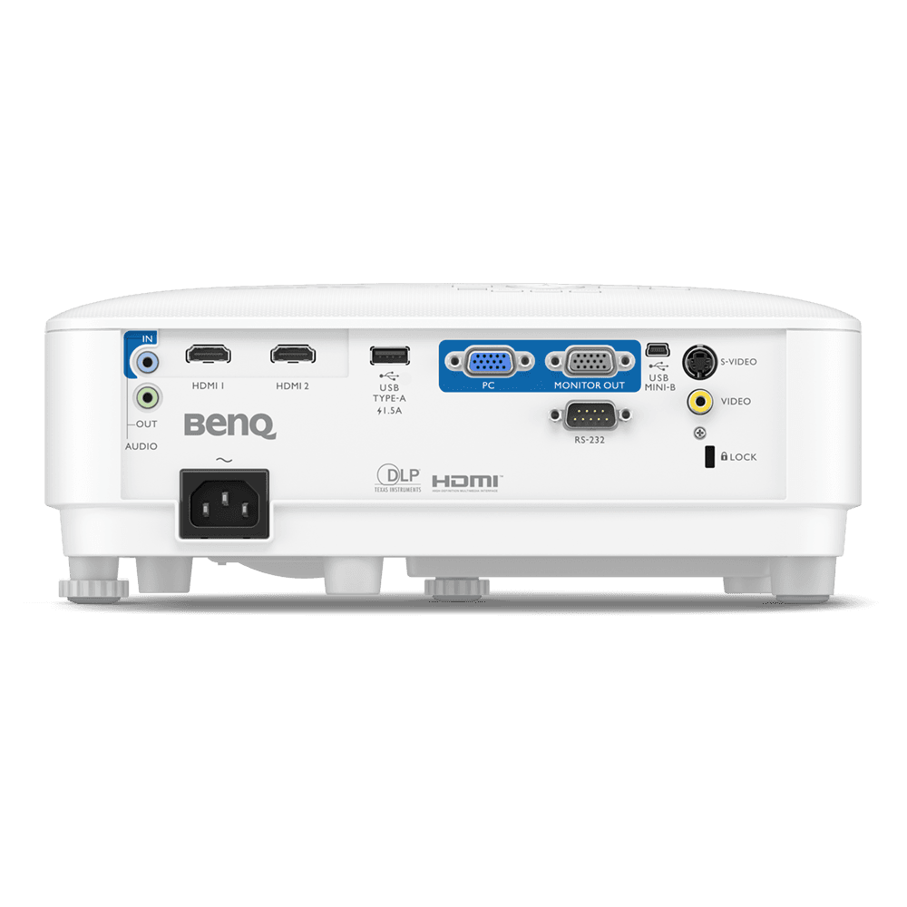 BenQ MW560 projector, rear connections panel