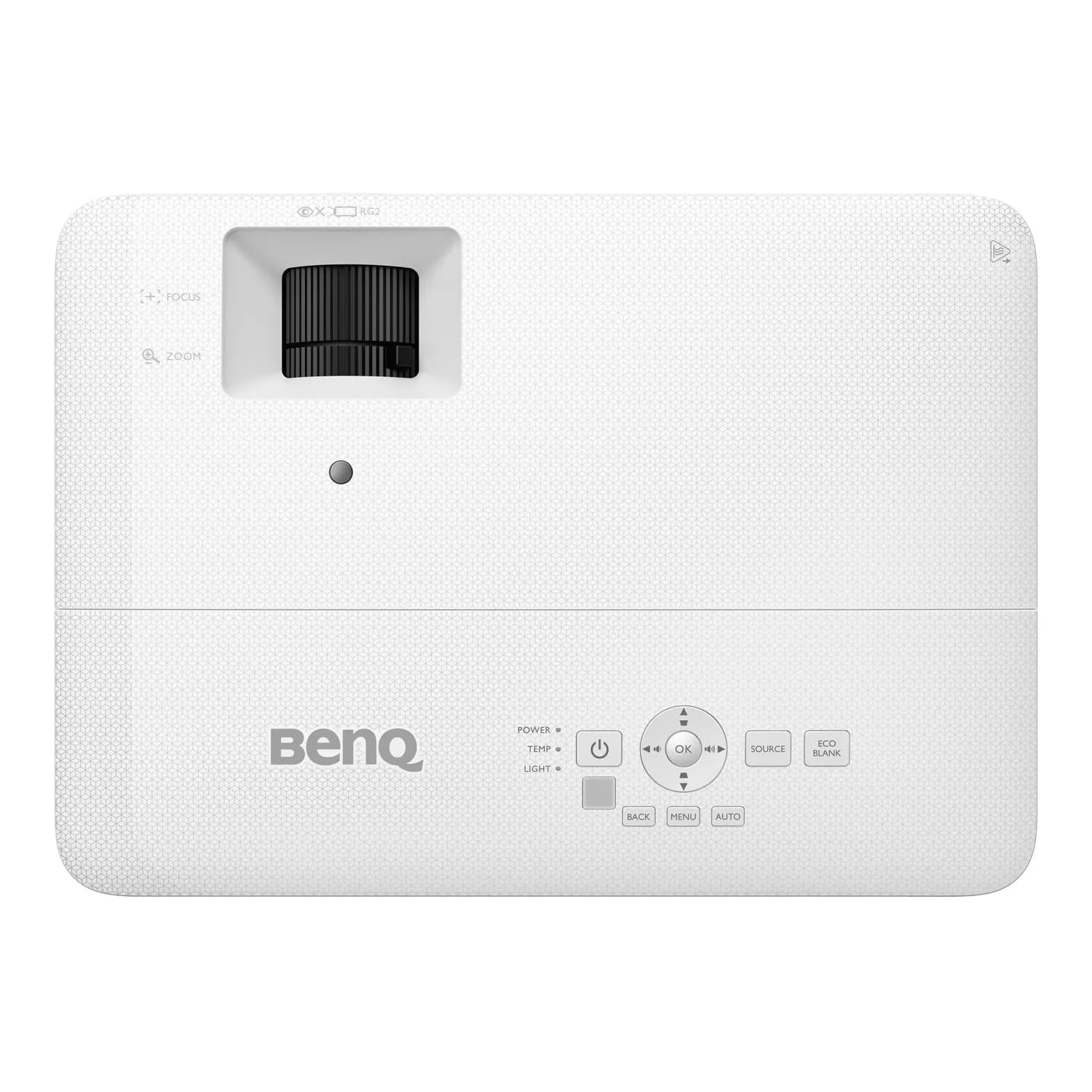 BenQ TH685P projector, top view with zoom and focus controls