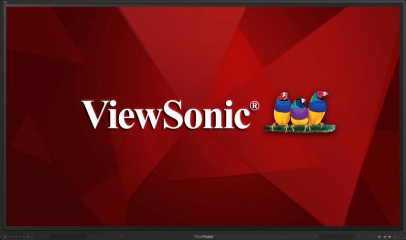 ViewSonic ViewBoard IFP86G1 86" interactive display, straight-on front view with ViewSonic splash screen