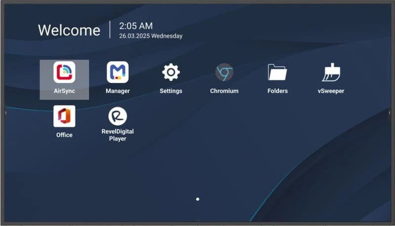ViewSonic CDE6514-2C 65-inch commercial display front view showing signage home screen