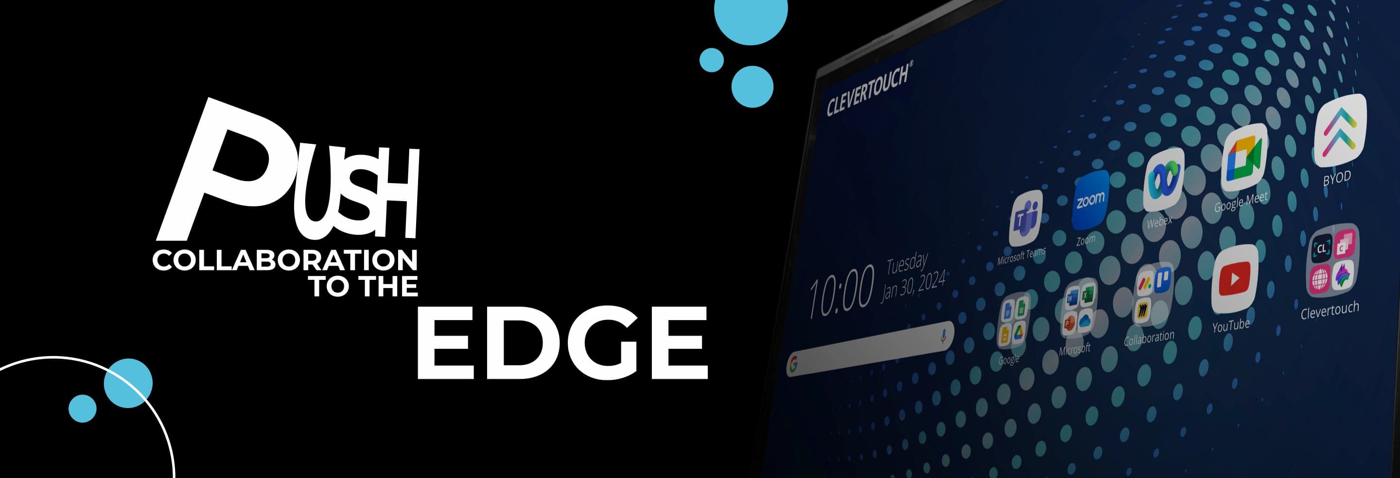 Clevertouch UX PRO Edge interactive display, front hero image (UX Pro Edge series shot; not size-specific, used for the 86" model)