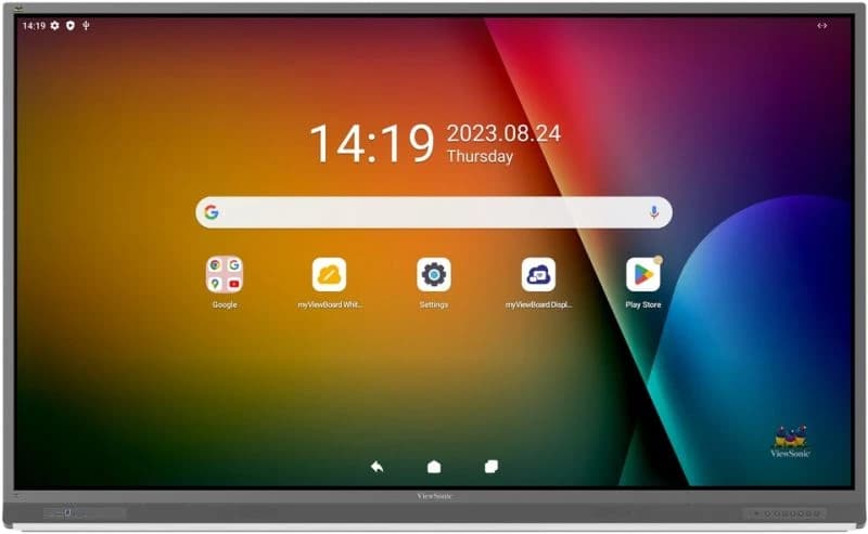 ViewSonic IFP8652-2F 86-inch interactive display front view showing ViewBoard Android home screen