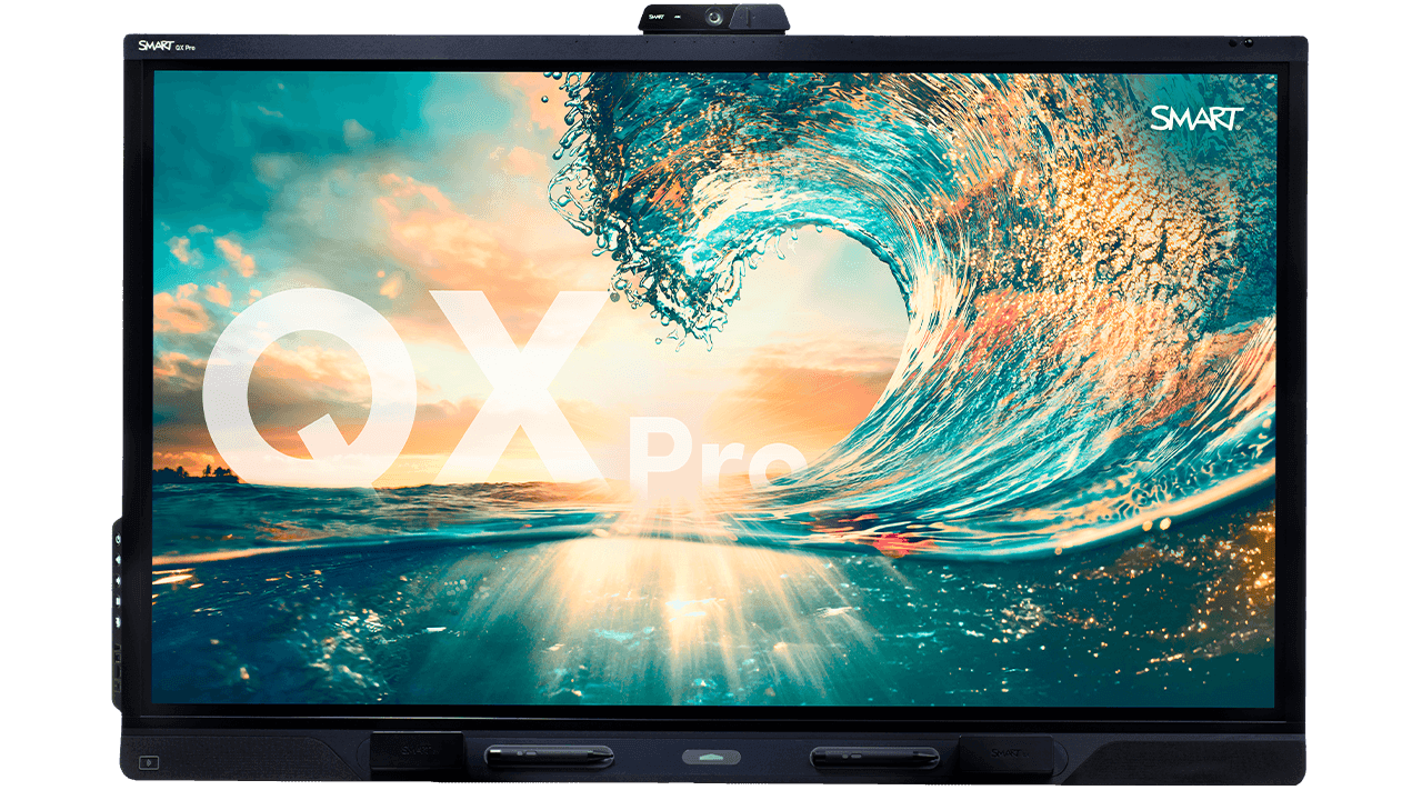 SMART Board QX Pro (V2) series interactive display front view (series/family image shared across 65/75/86-inch sizes)