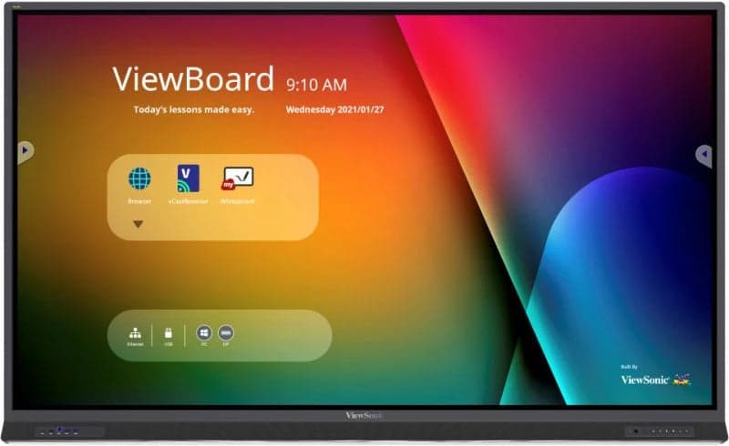 ViewSonic IFP8652-1A 86in ViewBoard interactive display, front view showing ViewBoard home launcher screen